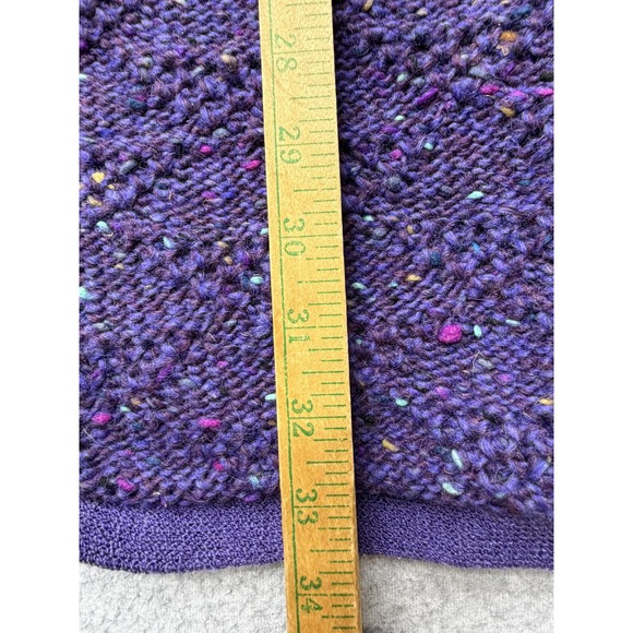 Vintage Purple‎ Tweed Knit Sweater Womens Large Beaded Dolman Cardigan Cape 80s - Picture 16 of 16